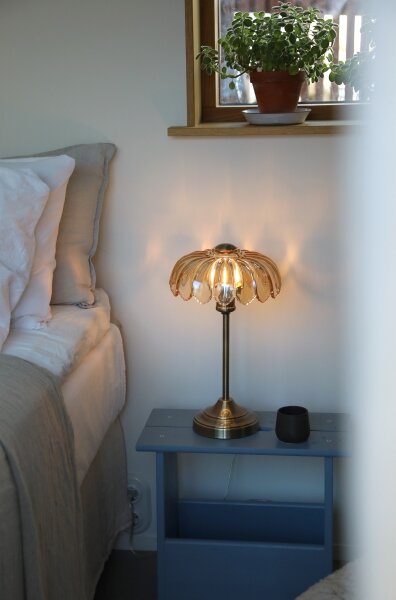 Markslöjd 109180 - Stolní lampa KURAGE 1xE27/60W/230V mosaz/kouřová béžová