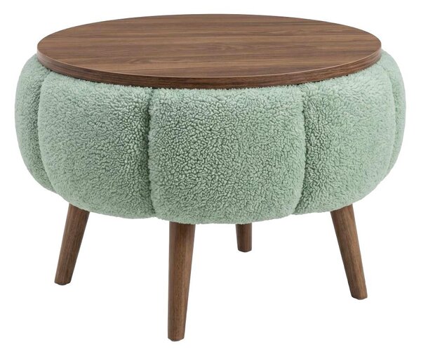 Konferenční stolek FELPO pr. 45 cm zelená/ořech