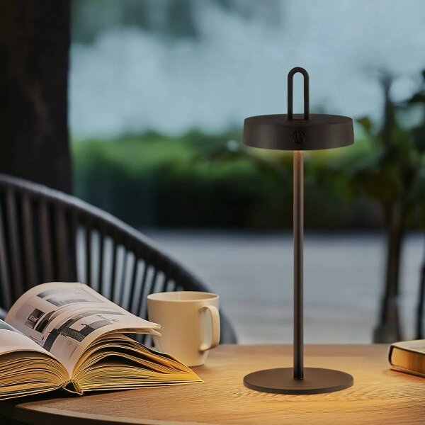 LED Stm. venk. nab. dotyková stolní lampa SHINE LED/1,5W/3,7V 3000 mAh IP44 čern