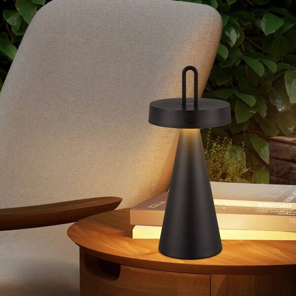 LED Stm. venk. nab. dotyková stolní lampa HALO LED/1,5W/3,7V 3000 mAh IP44 černá