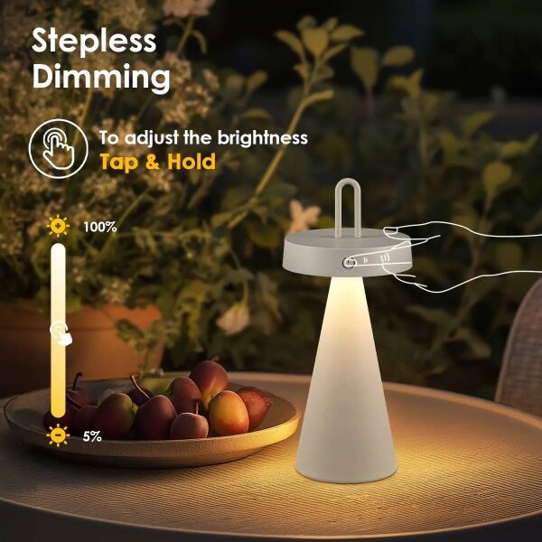 LED Stm. venk. nab. dotyková stolní lampa HALO LED/1,5W/3,7V 3000 mAh IP44 šedá