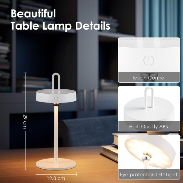 LED Stm. ven. nab. dotyková stolní lampa GENTLE LED/1,5W/3,7V 3000 mAh IP44 bílá