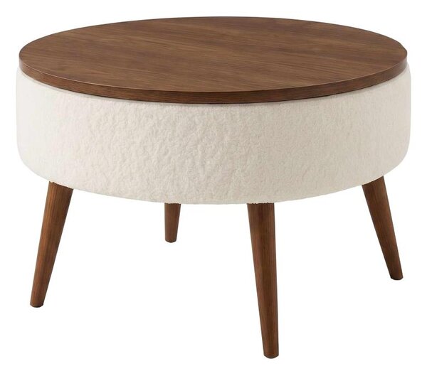 Konferenční stolek FELPO pr. 60 cm bílá/ořech