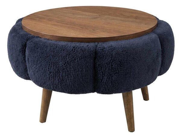 Konferenční stolek FELPO pr. 60 cm modrá/ořech
