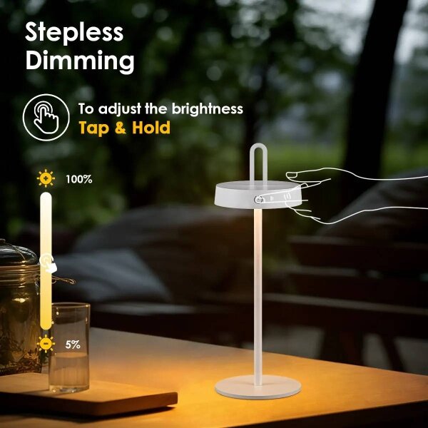 LED Stm. venk. nab. dotyková stolní lampa SHINE LED/1,5W/3,7V 3000 mAh IP44 bílá