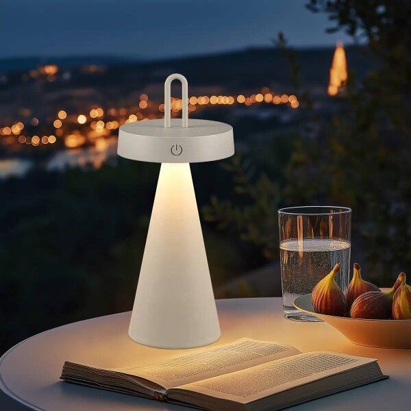 LED Stm. venk. nab. dotyková stolní lampa HALO LED/1,5W/3,7V 3000 mAh IP44 šedá