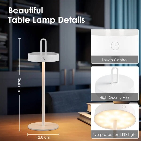 LED Stm. venk. nab. dotyková stolní lampa SHINE LED/1,5W/3,7V 3000 mAh IP44 bílá