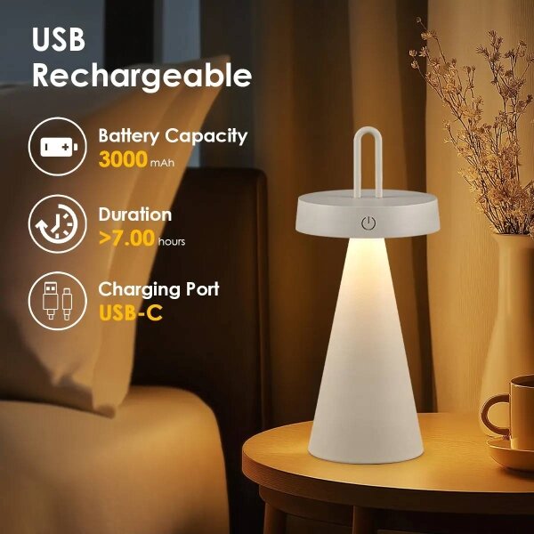 LED Stm. venk. nab. dotyková stolní lampa HALO LED/1,5W/3,7V 3000 mAh IP44 šedá