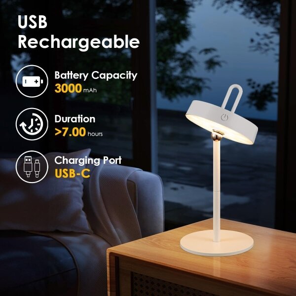LED Stm. ven. nab. dotyková stolní lampa GENTLE LED/1,5W/3,7V 3000 mAh IP44 bílá