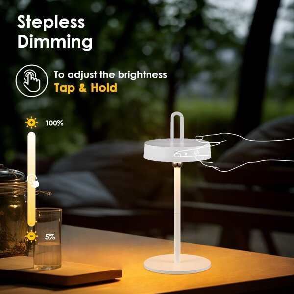 LED Stm. ven. nab. dotyková stolní lampa GENTLE LED/1,5W/3,7V 3000 mAh IP44 bílá