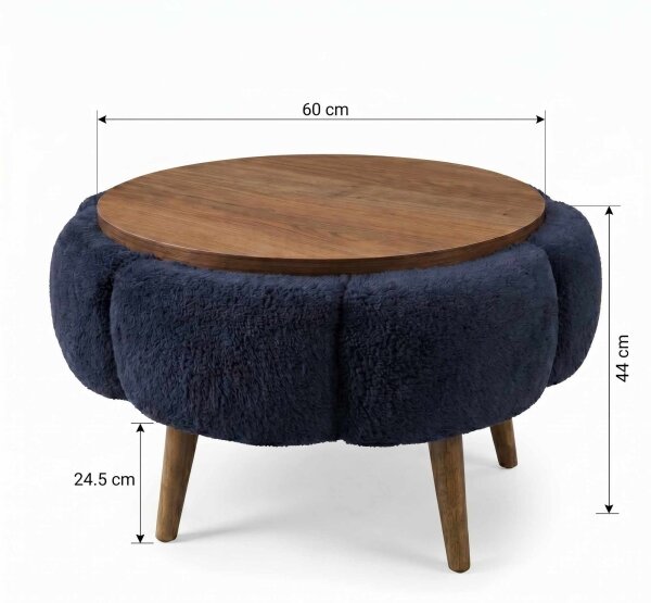 Konferenční stolek FELPO pr. 60 cm modrá/ořech
