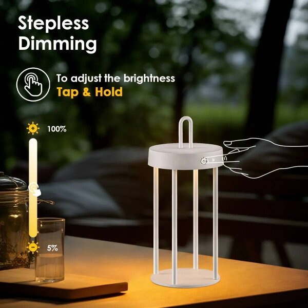 LED Stm. ven. nab. dotyková stolní lampa GENTLE LED/1,5W/3,7V 3000 mAh IP44 bílá