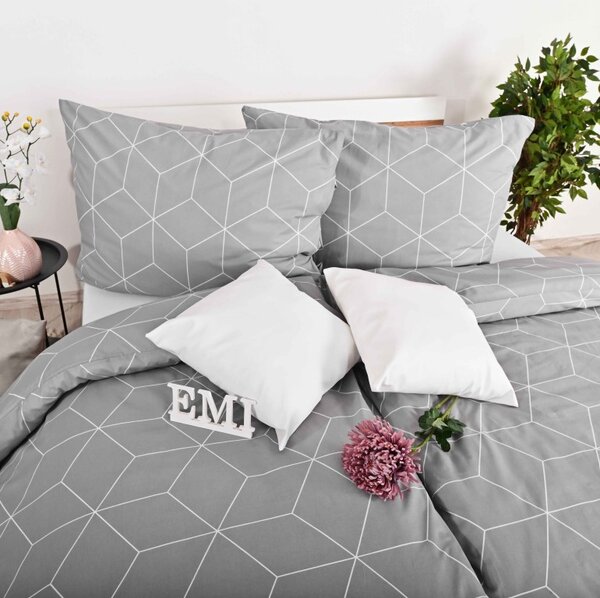 Povlečení bavlněné Alya grey EMI, Standardní set jednolůžko obsahuje 1x 140x200 + 1x 70x90