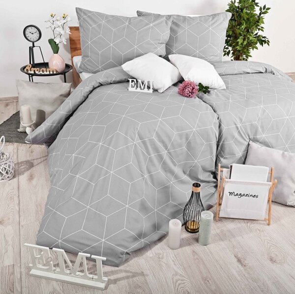 Povlečení bavlněné Alya grey EMI, Standardní set jednolůžko obsahuje 1x 140x200 + 1x 70x90