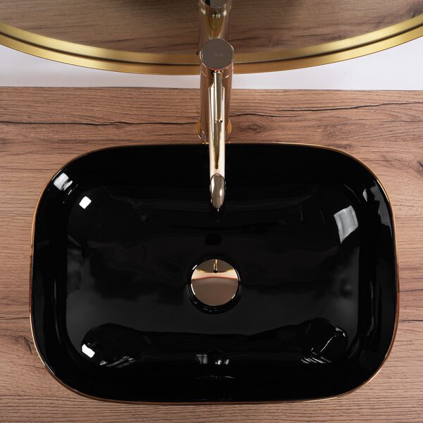 Rea, Umyvadlo na desku Rea Belinda BLACK GOLD BRUSH, REA-U8780
