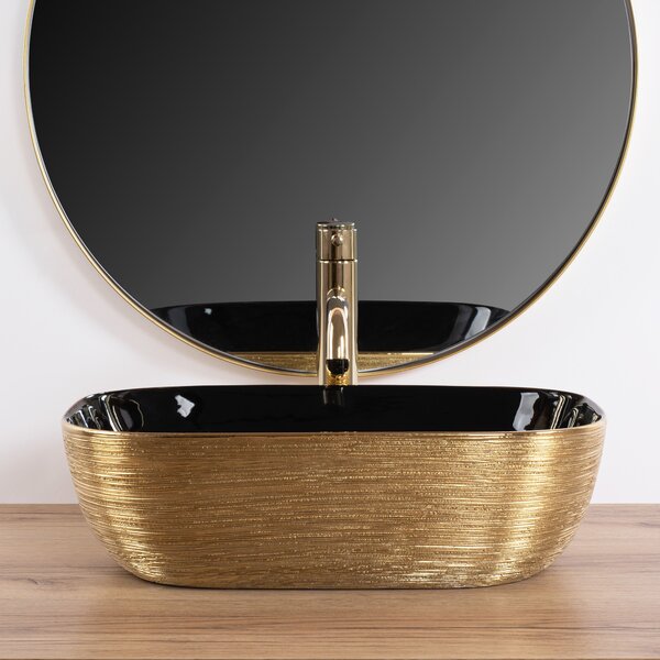 Rea, Umyvadlo na desku Rea Belinda BLACK GOLD BRUSH, REA-U8780