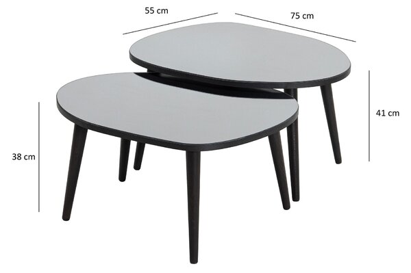 Set 2 ks konferenčních stolků Gustavo 1 (černá + šedá)