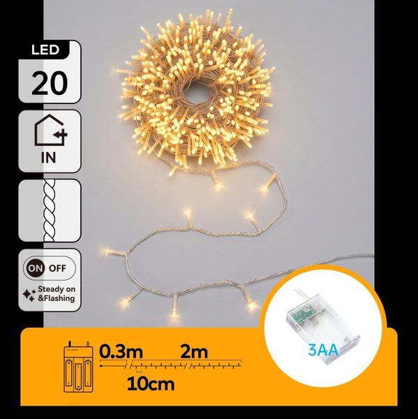 Aigostar - LED Vánoční řetěz 20xLED/3xAA 2,3 m teplá bílá
