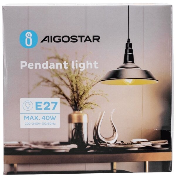 Aigostar - LED Lustr na lanku 1xE27/60W/230V pr. 36 cm černá