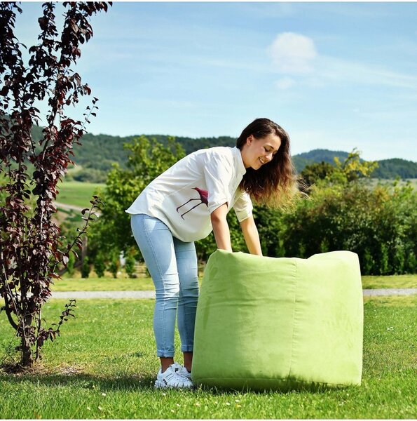 Sedací vak hruška semišová zelená EMI
