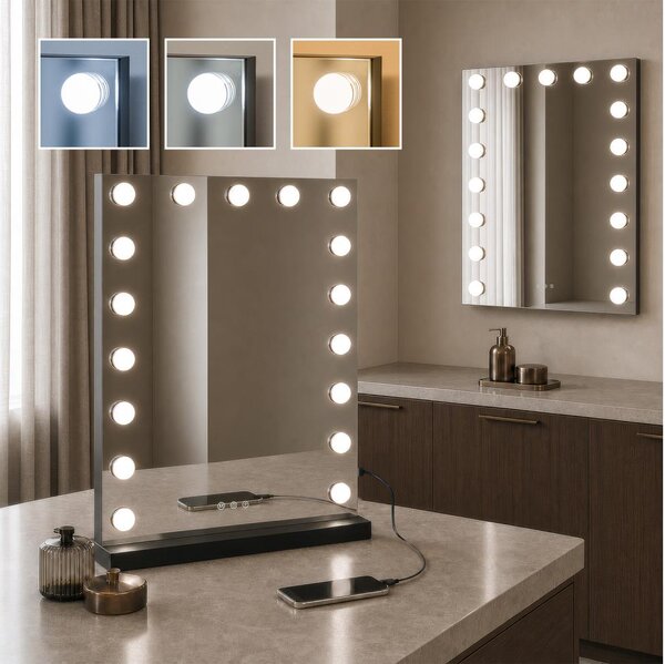 BRILAGI - LED Stmívatelné make-up zrcadlo HOLLYWOOD LED/15W/230V 55x77 cm černá