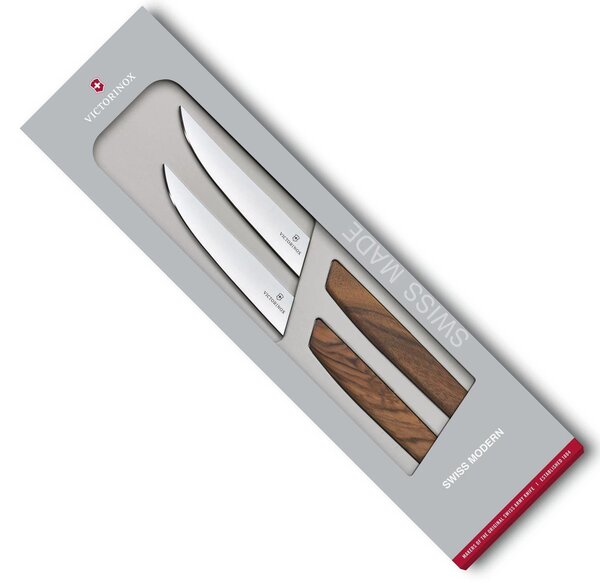 Sada 2 ks steakový nůž 12 cm SWISS MODERN - Victorinox (Nůž na steak s dřevěnou rukojetí 12 cm set 2ks SWISS MODERN - Victorinox)