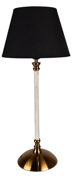 Stolní lampa s bílo-zlatou základnou a černým stínidlem Vileo - Ø 22*53 cm E27/max 1*60W - Clayre & Eef
