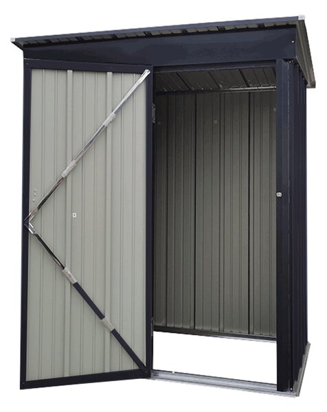 KONDELA Plechový zahradní domek na nářadí, antracitová / bílá, 1,6x0,9 m, NELON