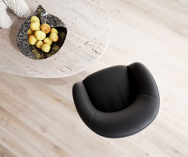 DELIFE Jídelní židle Vinka-Flex s područkami pravá kůže černá křížová podnož široká černá otočná 360° taštičkové pružiny