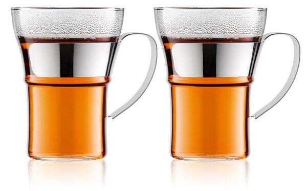 2dílná sada sklenic na kávu či čaj ASSAM 0,35 l - BODUM (2 ks sklenice na čaj s ocelovou rukojetí, velká, 0,35 l ASSAM - BODUM)