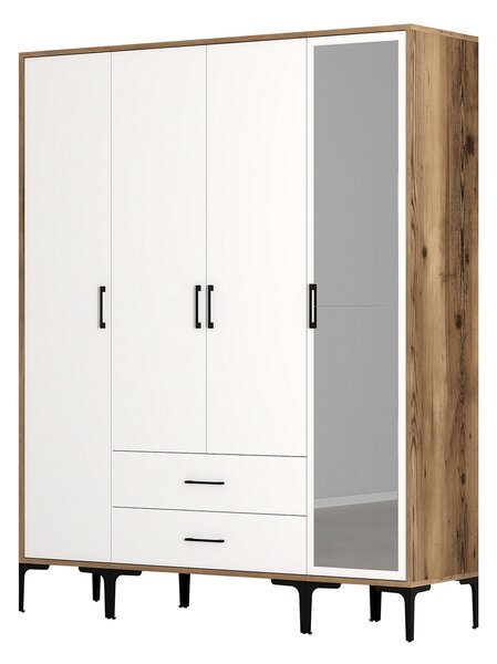 Šatní skříň Kiara STR (ořech + bílá). Akce -24%