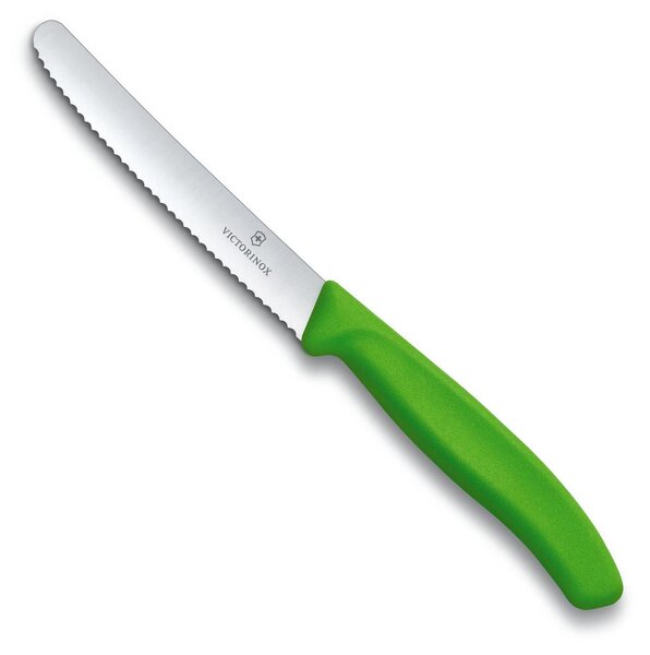 Nůž na rajčata zoubkovaný SWISS CLASSIC 11 cm zelený - Victorinox (SWISS CLASSIC zoubkovaný nůž na rajčata, 11 cm zelený - Victorinox)