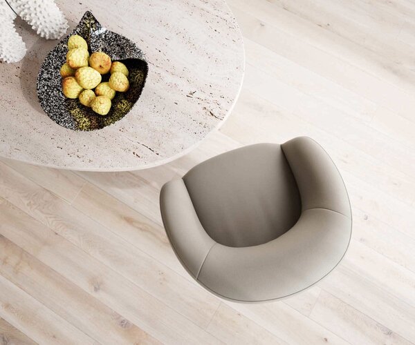 DELIFE Jídelní židle Vinka-Flex s područkami pravá kůže tmavě béžová široká křížová podnož nerezová ocel 360° otočná taštičkové pružiny