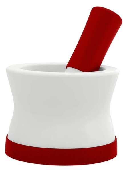 Hmoždíř s paličkou z keramiky a silikonu 11 cm červený - Cooler Kitchen