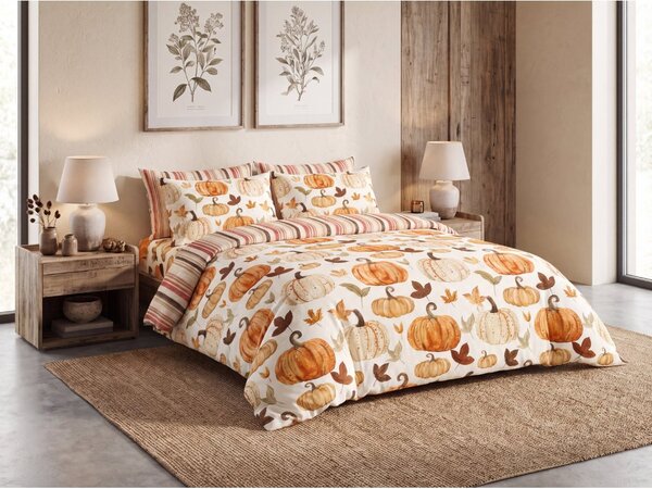 Flanelové povlečení PUMPKINS & STRIPES barevné Rozměr povlečení: 70 x 90 cm | 140 x 200 cm