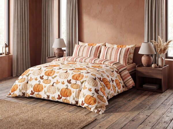 Flanelové povlečení PUMPKINS & STRIPES barevné Rozměr povlečení: 70 x 90 cm | 140 x 200 cm