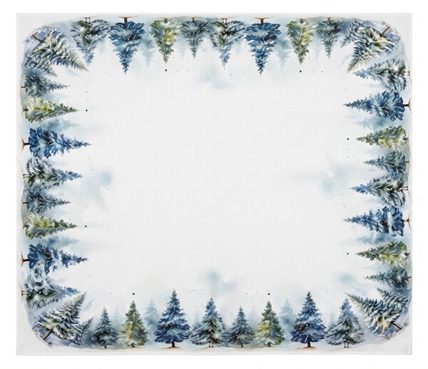 Vánoční ubrus SNOWY FOREST 85x85 cm, bílý
