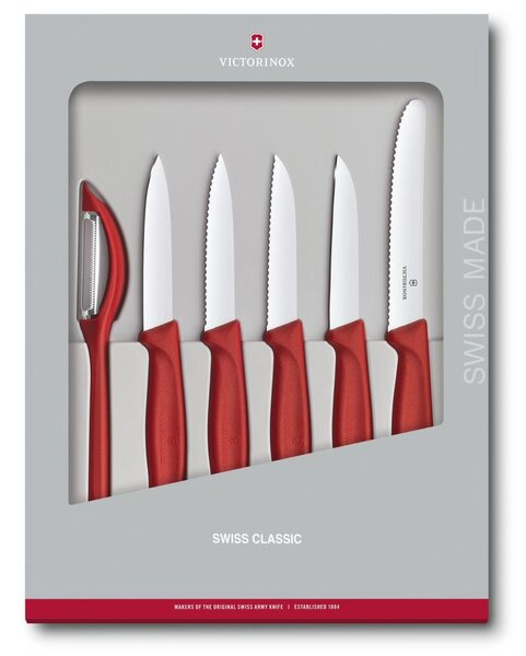 Sada nožů SWISS CLASSIC červená 6 ks - Victorinox (SWISS CLASSIC 6 dílný kuchyňský set červený - Victorinox)