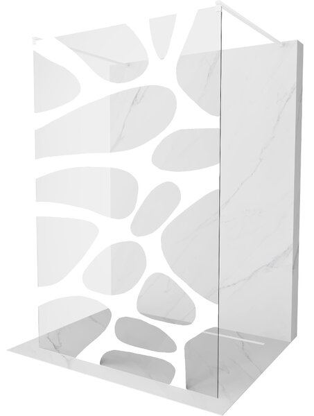 Mexen Kioto, průchozí sprchová zástěna 100 x 200 cm, 8mm sklo čiré/bílý vzor, 2x bílá stabilizační rozpěra, 800-100-002-20-97