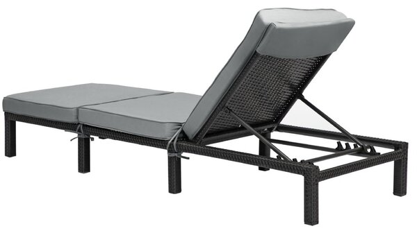 Polohovatelné ratanové lehátko BestBerg BBRF-1140BL / černá/šedá