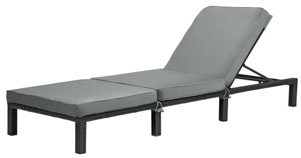 Polohovatelné ratanové lehátko BestBerg BBRF-1140BL / černá/šedá