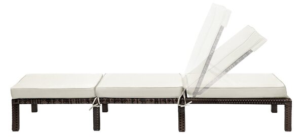 Polohovatelné ratanové lehátko BestBerg BBRF-1140BR / hnědá/krémová
