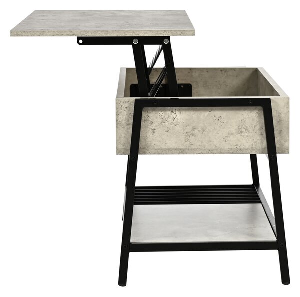 Velký konferenční stolek NORDIK LIFT, dekor beton, 94 × 43 × 46 cm, s výklopným úložným prostorem