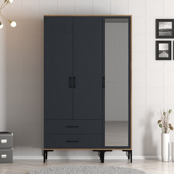 Šatní skříň Kiara RT (ořech + antracit). Akce -25%