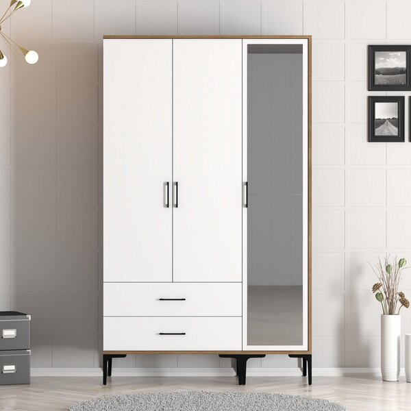 Šatní skříň Kiara RT (ořech + bílá). Akce -25%