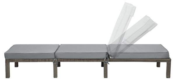 Polohovatelné ratanové lehátko BestBerg BBRF-1140G / šedá
