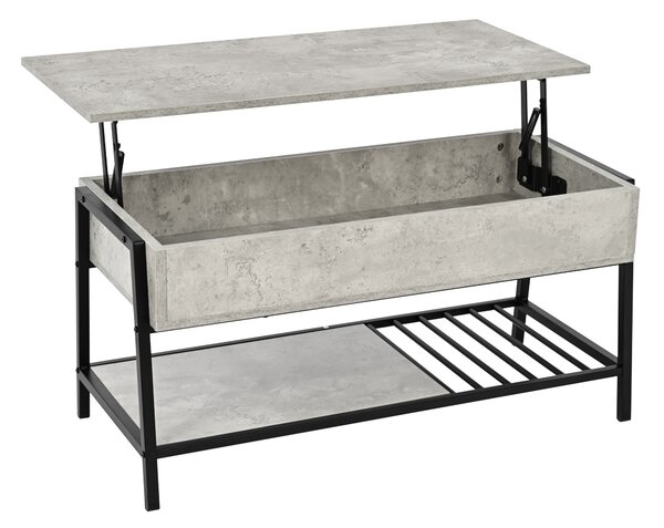 Velký konferenční stolek NORDIK LIFT, dekor beton, 94 × 43 × 46 cm, s výklopným úložným prostorem