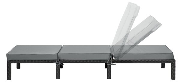 Polohovatelné ratanové lehátko BestBerg BBRF-1140BL / černá/šedá