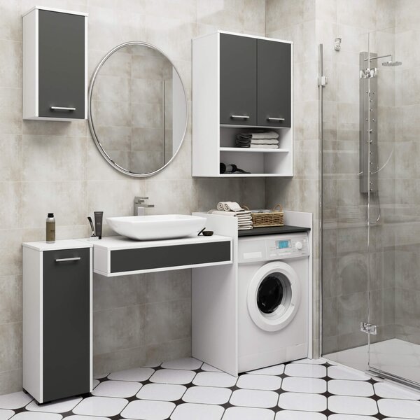 Ak furniture Závěsná koupelnová skříňka Fin W64 64 cm bílá/grafit