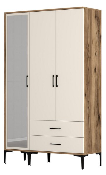 Šatní skříň Kiara RT (ořech + krémová). Akce -25%